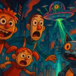 Vibrant animated mashup of highlights from Love Death and Robots Season 4