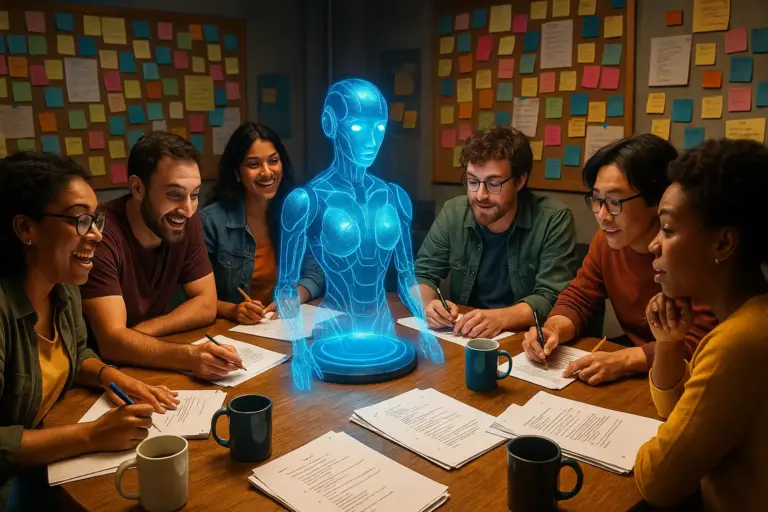 AI and Human Screenwriters Collaborating